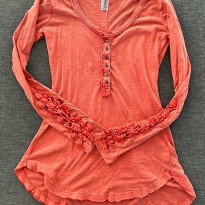 Free People Fitted Tunic Long Sleeve Shirt Top Sz S